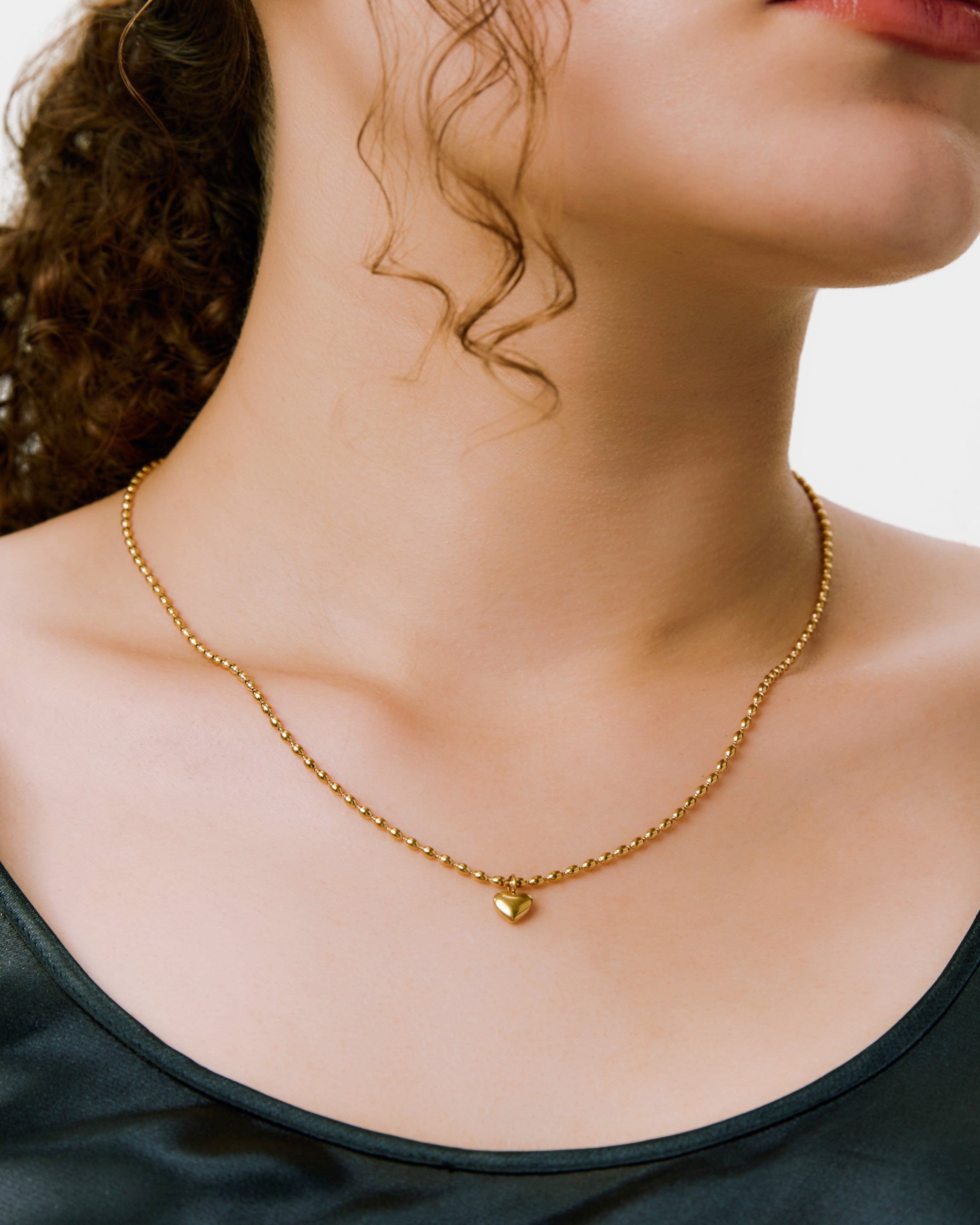 ball chain heart necklace