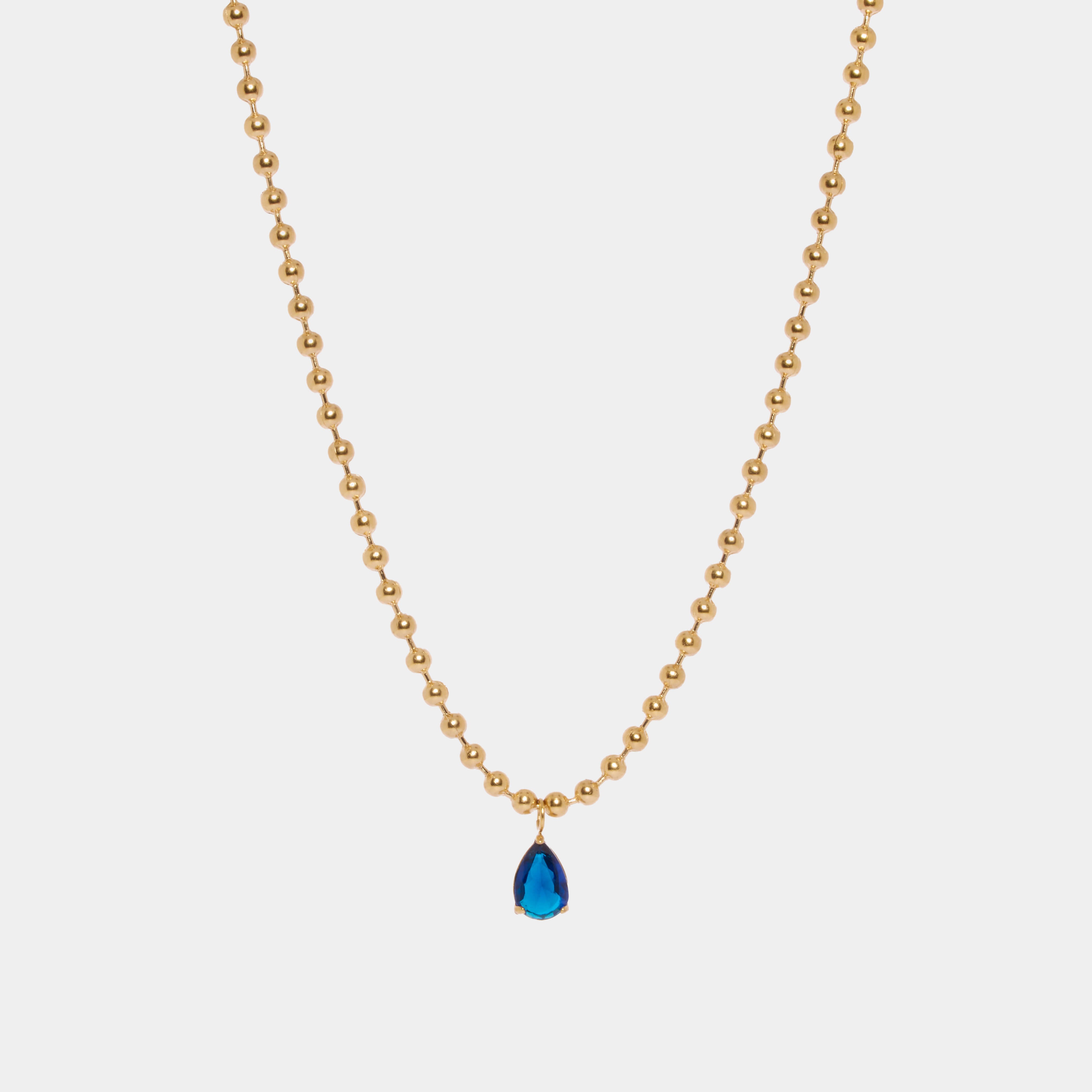 ブルービーズドロップネックレス