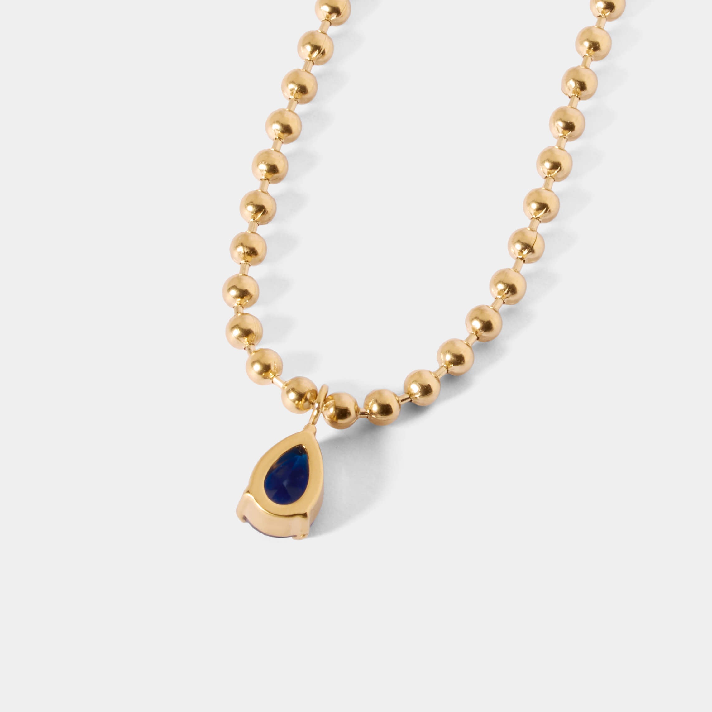 ブルービーズドロップネックレス