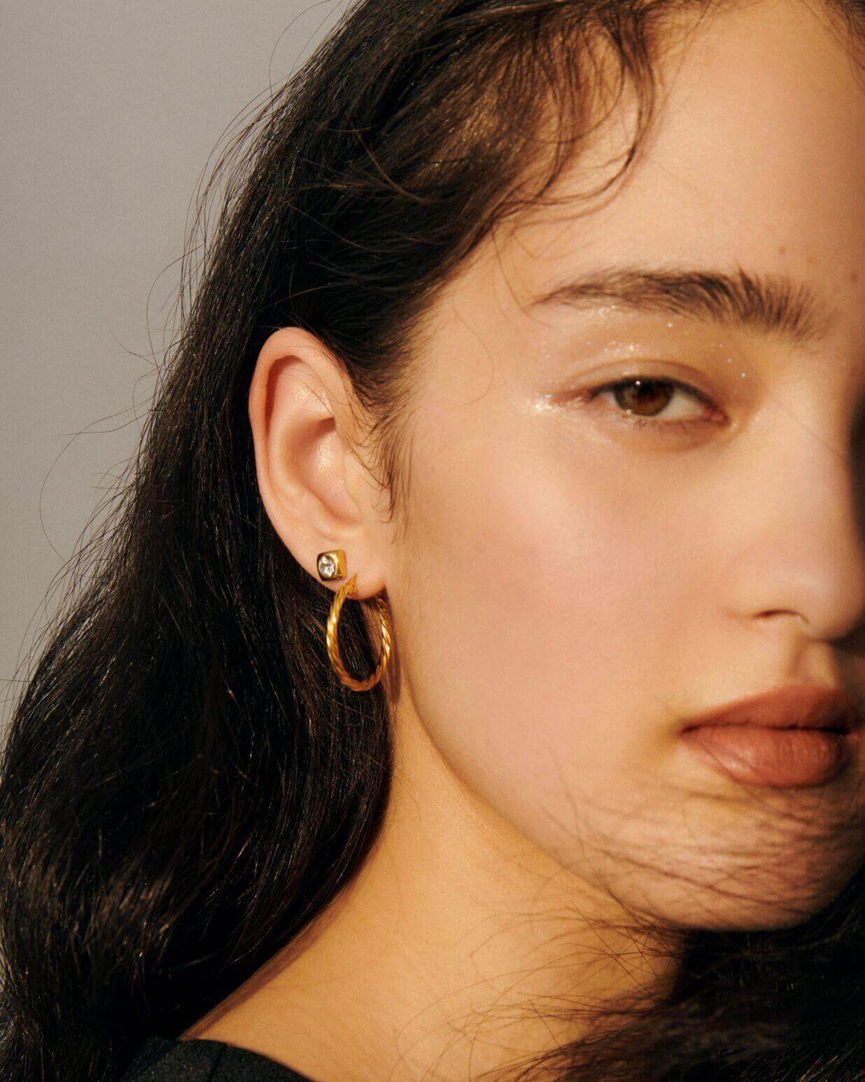 Cut Accent Square Earrings