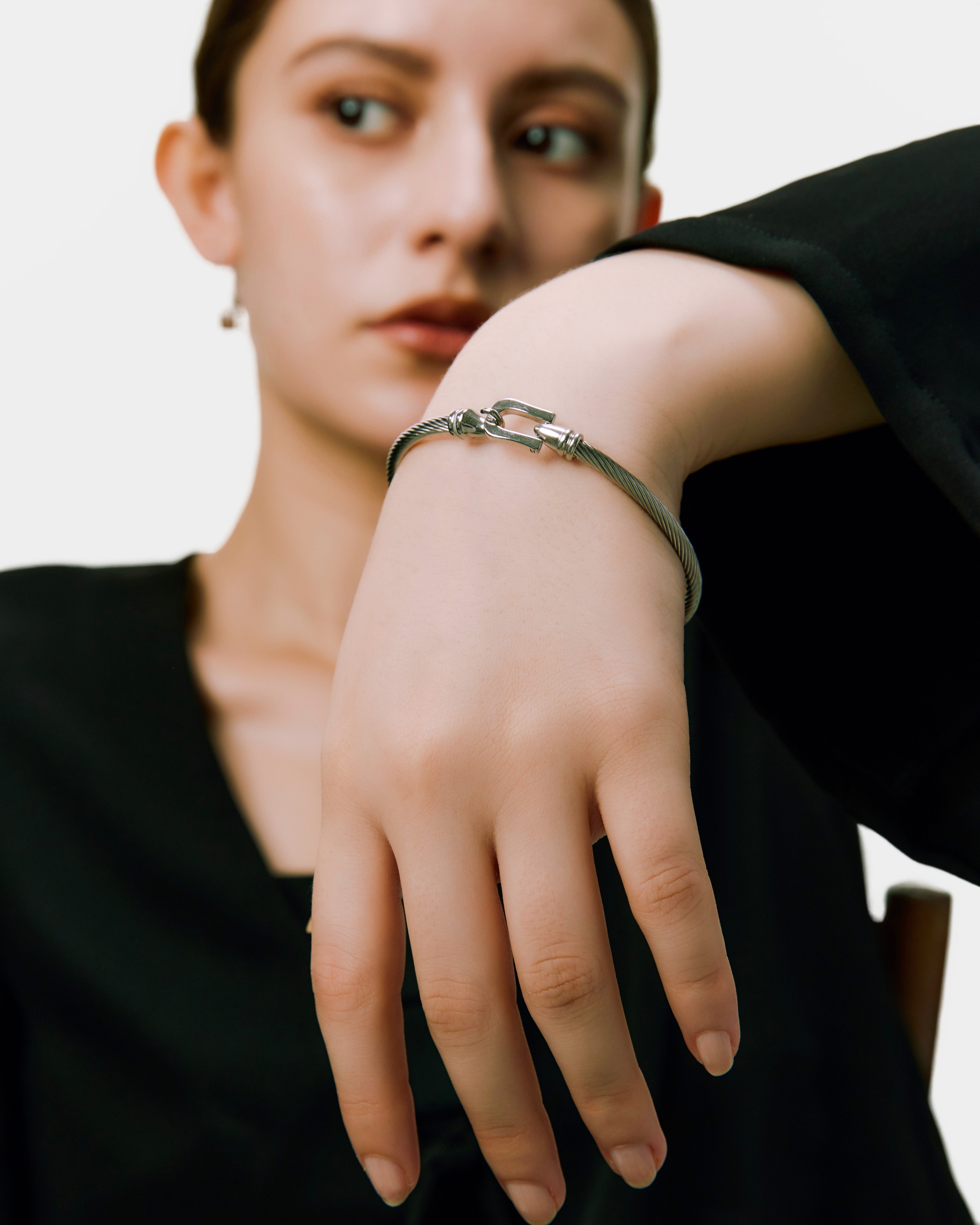 Horseshoe Bangle - Silver