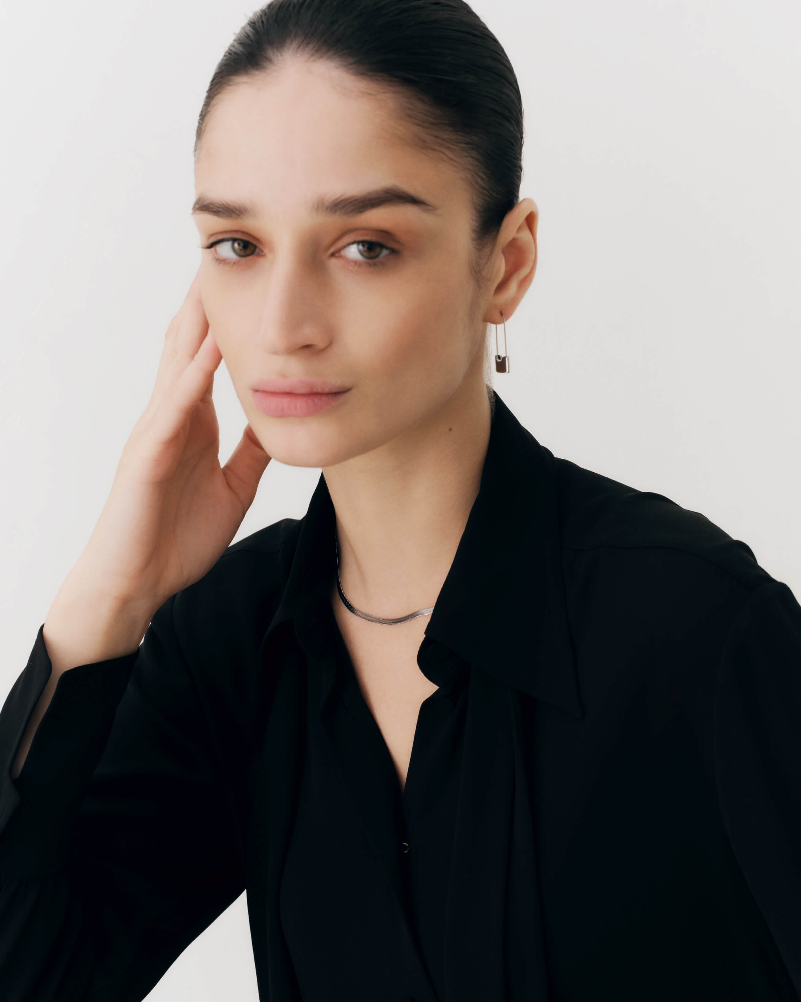 Lock pin earrings