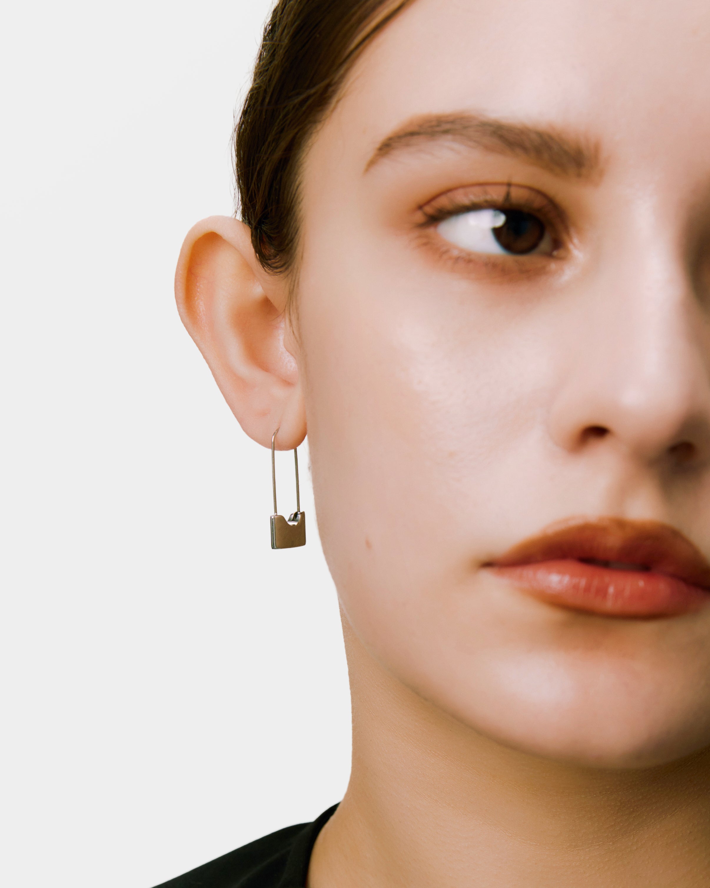 Lock pin earrings