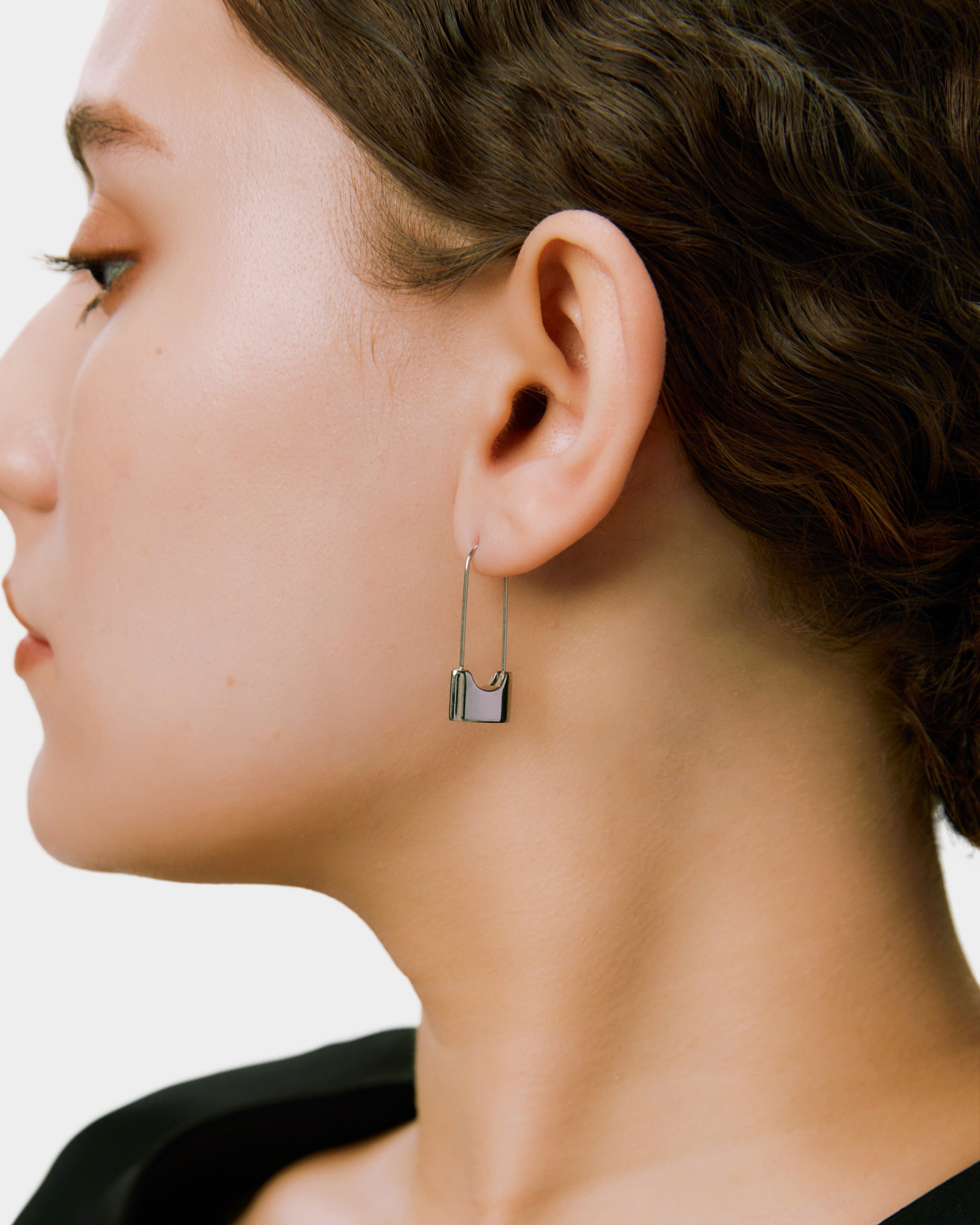 Lock pin earrings - Silver