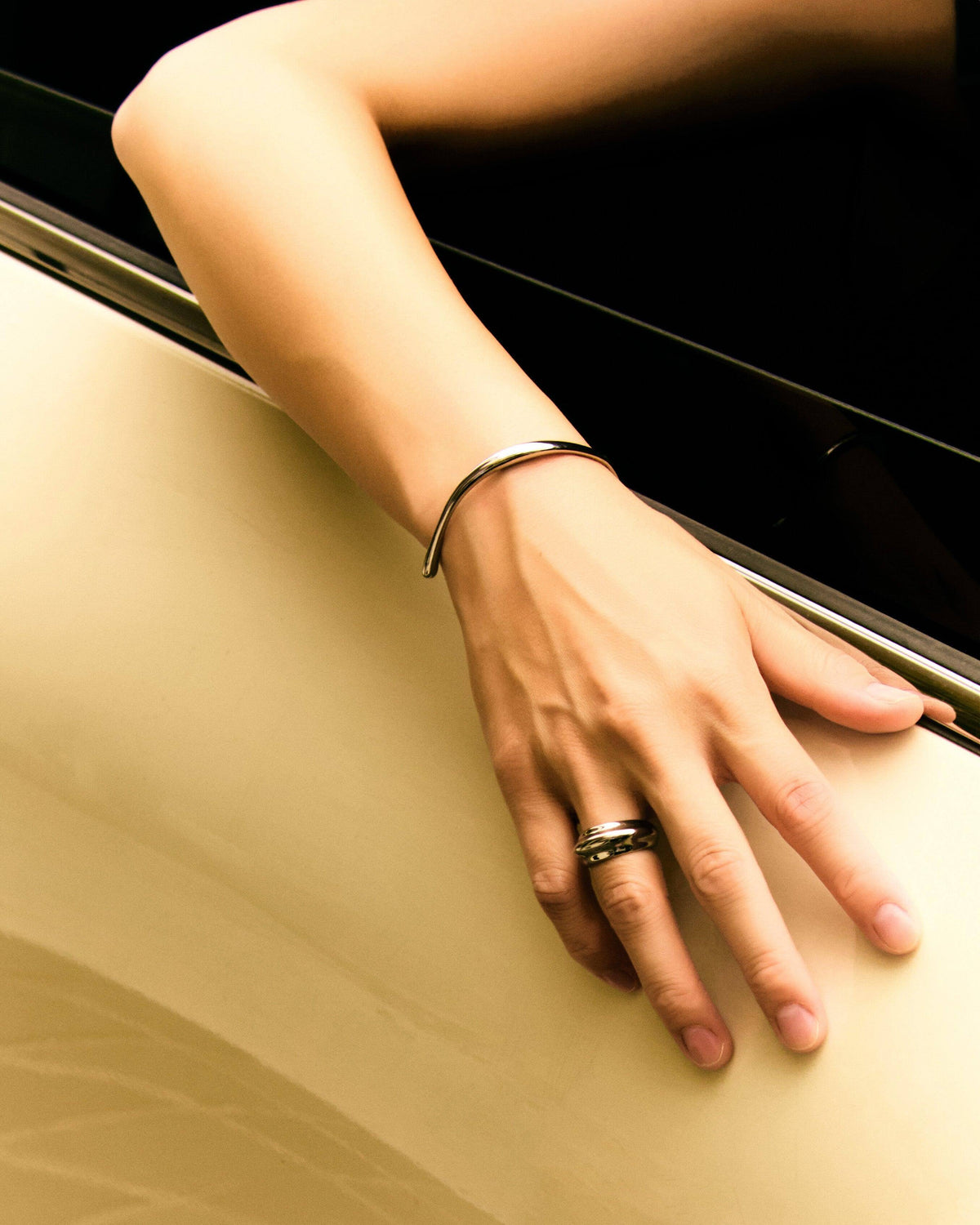 Mod Square Open Bangle - Silver