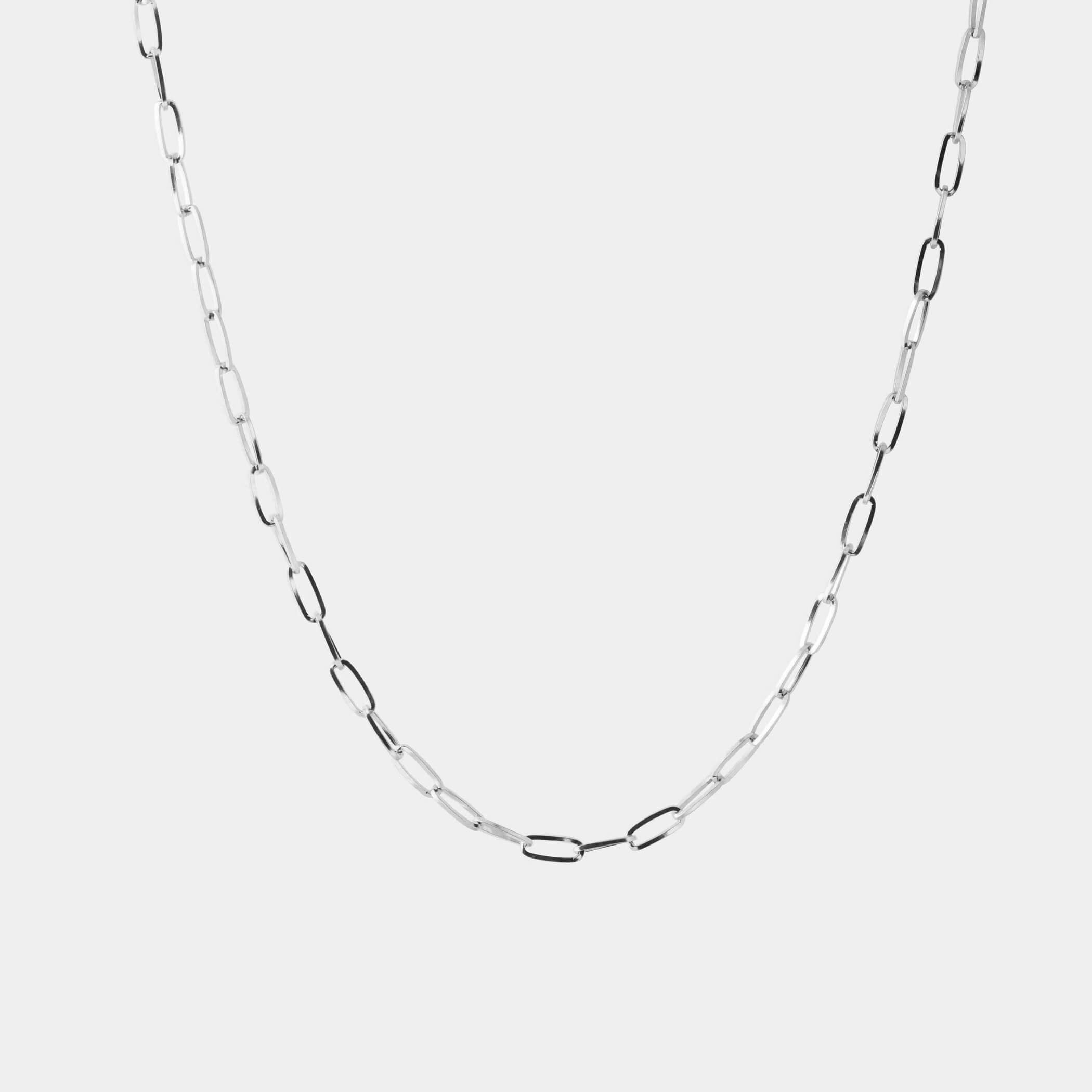 Narrow Box Chain Necklace - Silver