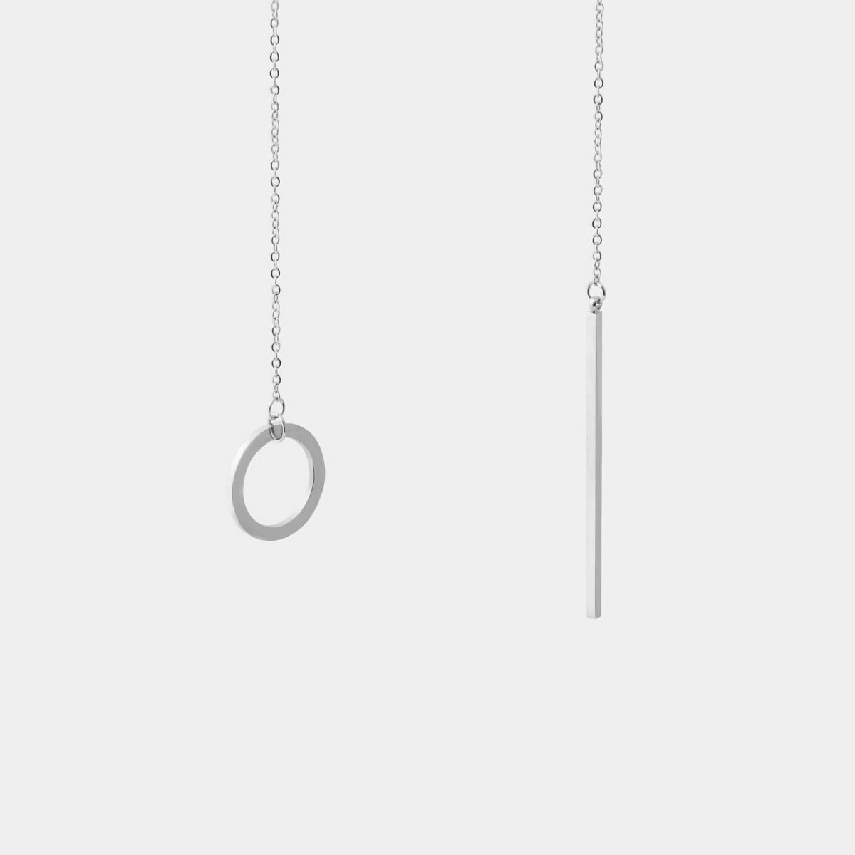 Rod Lariat Necklace - Silver