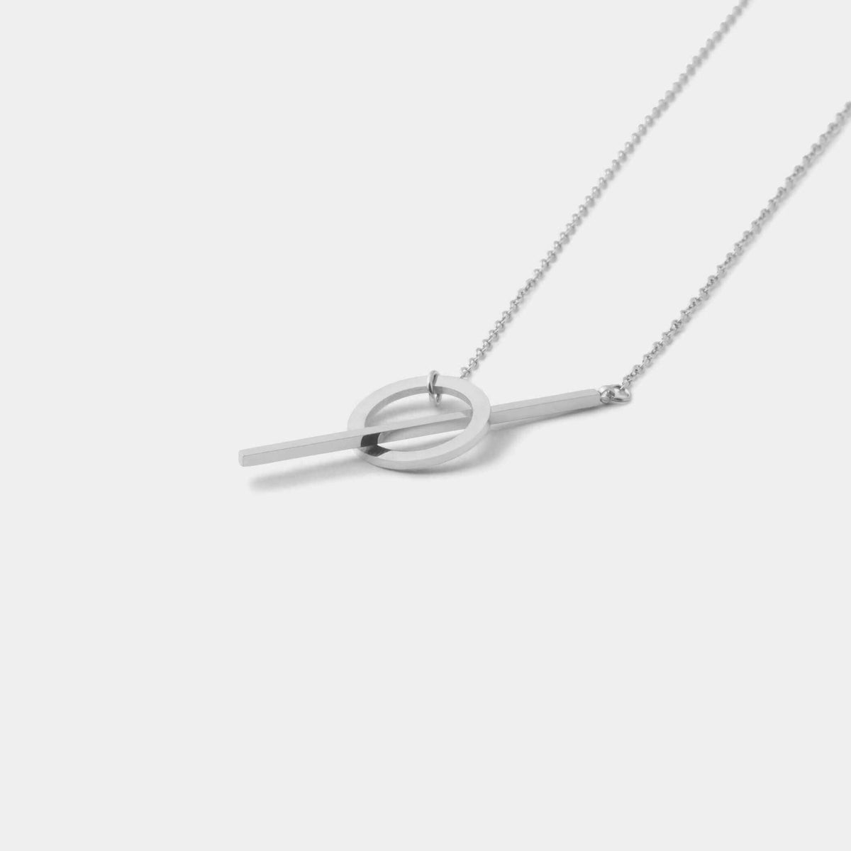 Rod Lariat Necklace - Silver