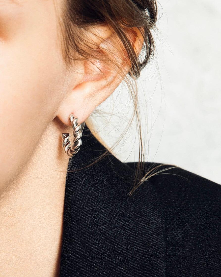 Twisted Curve Earrings - Silver