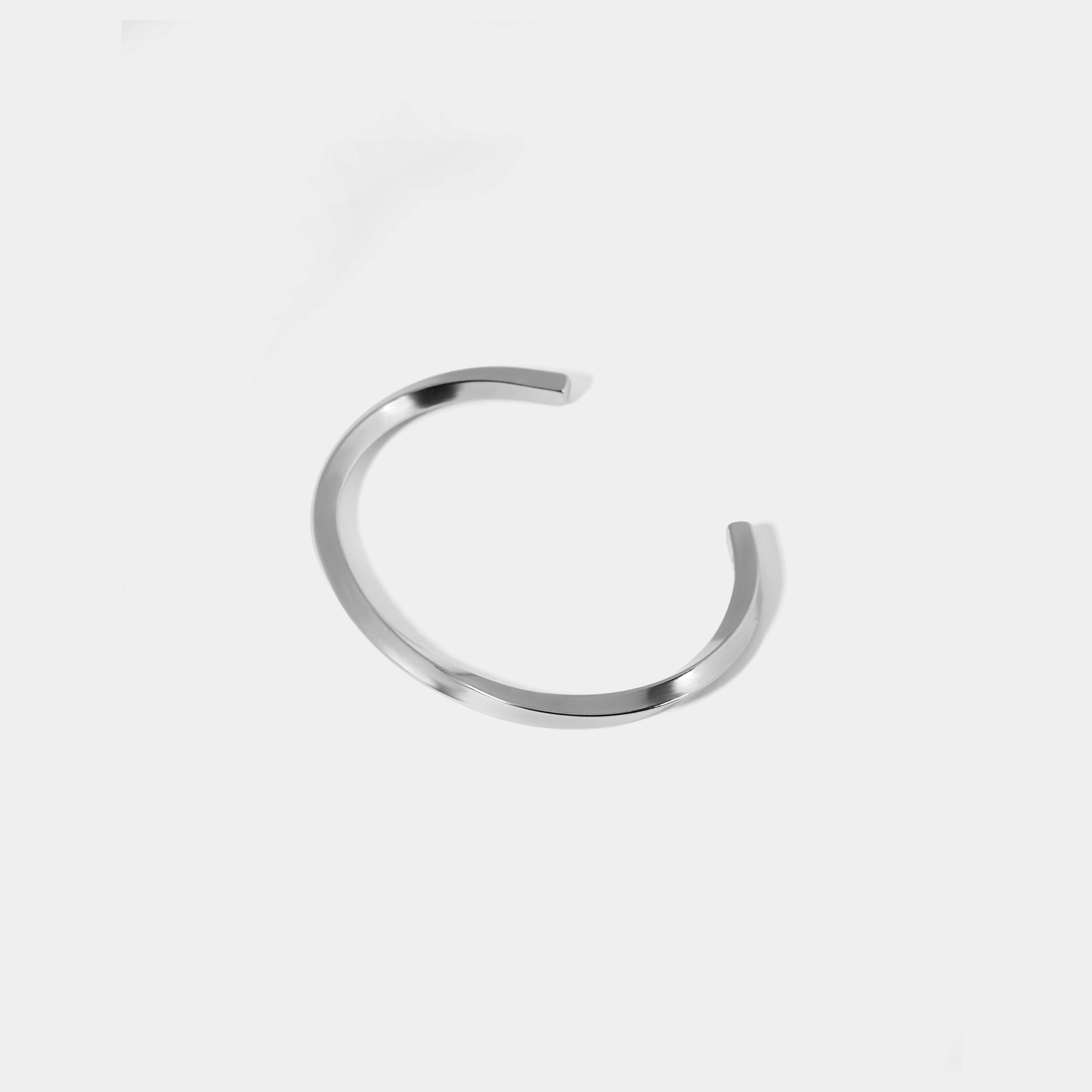 Twisted Open Bangle - Silver