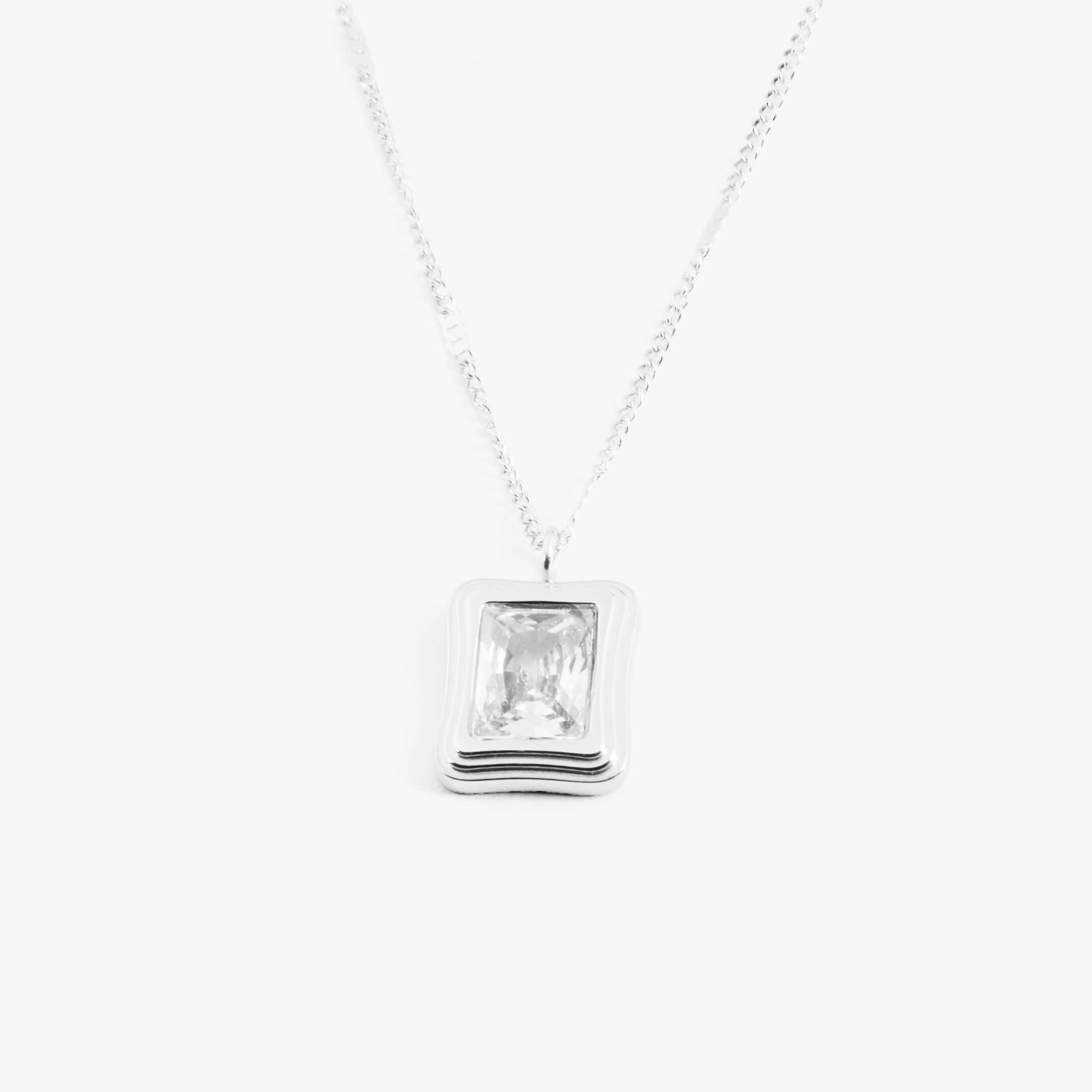 White Stone Necklace - Silver