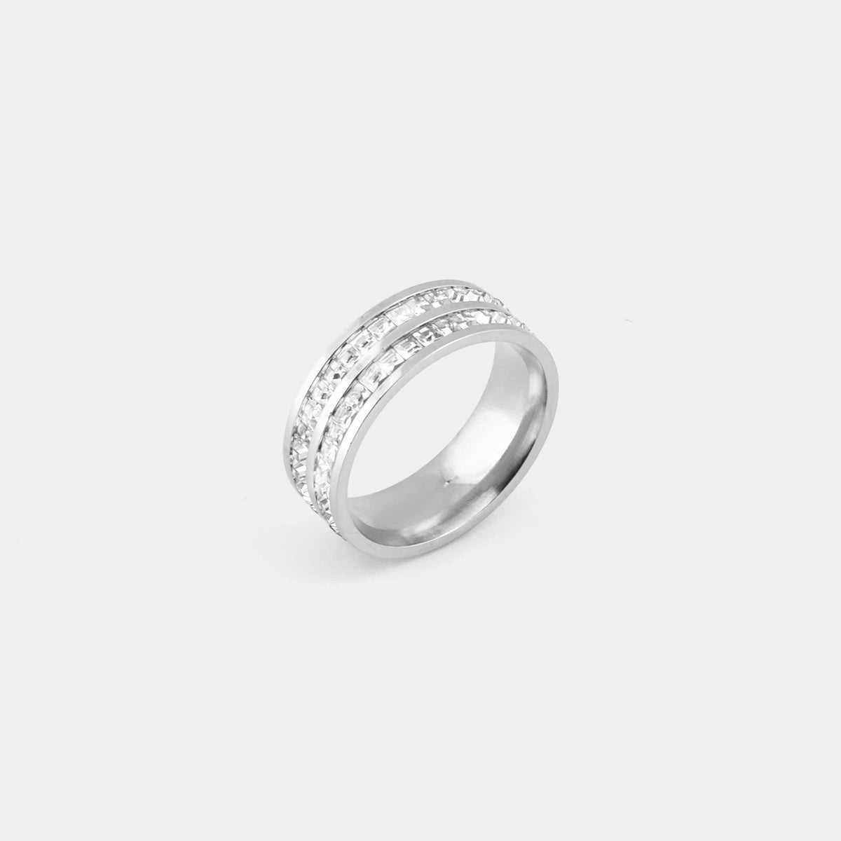Zirconia Band Ring - Silver