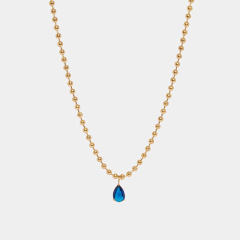 Blue Bead Drop Necklace