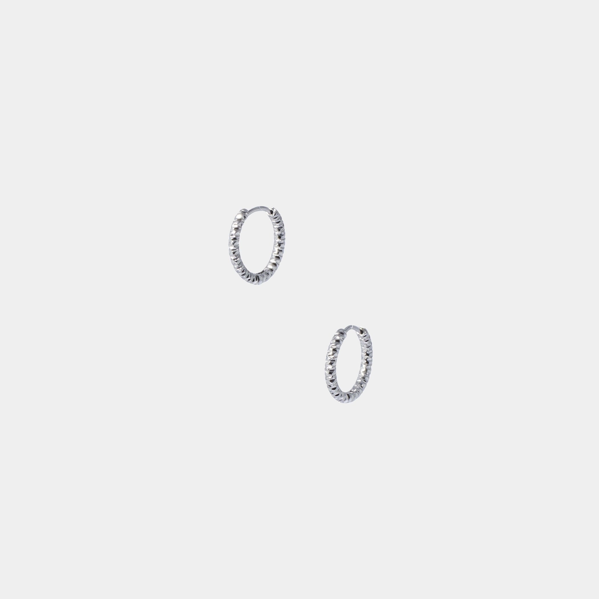 Crushed hoop earrings - Silver