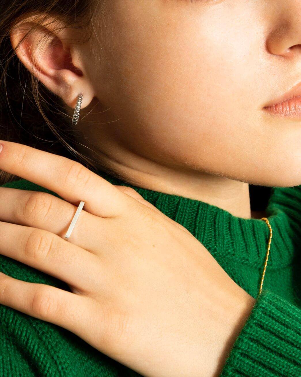 Crushed hoop earrings - Silver