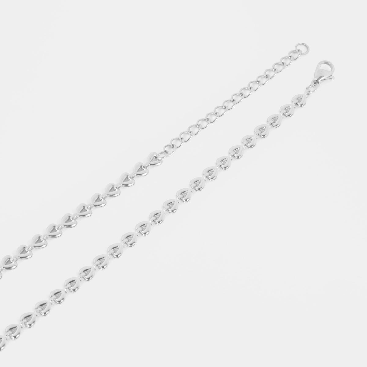 Heart Link Chain Necklace - Silver