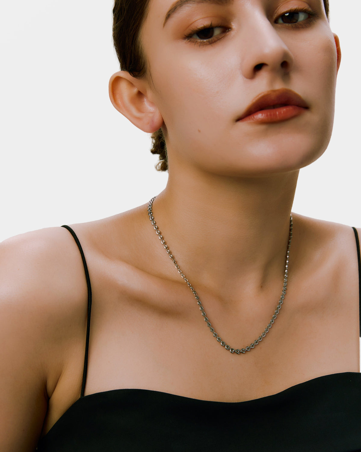 Heart Link Chain Necklace - Silver
