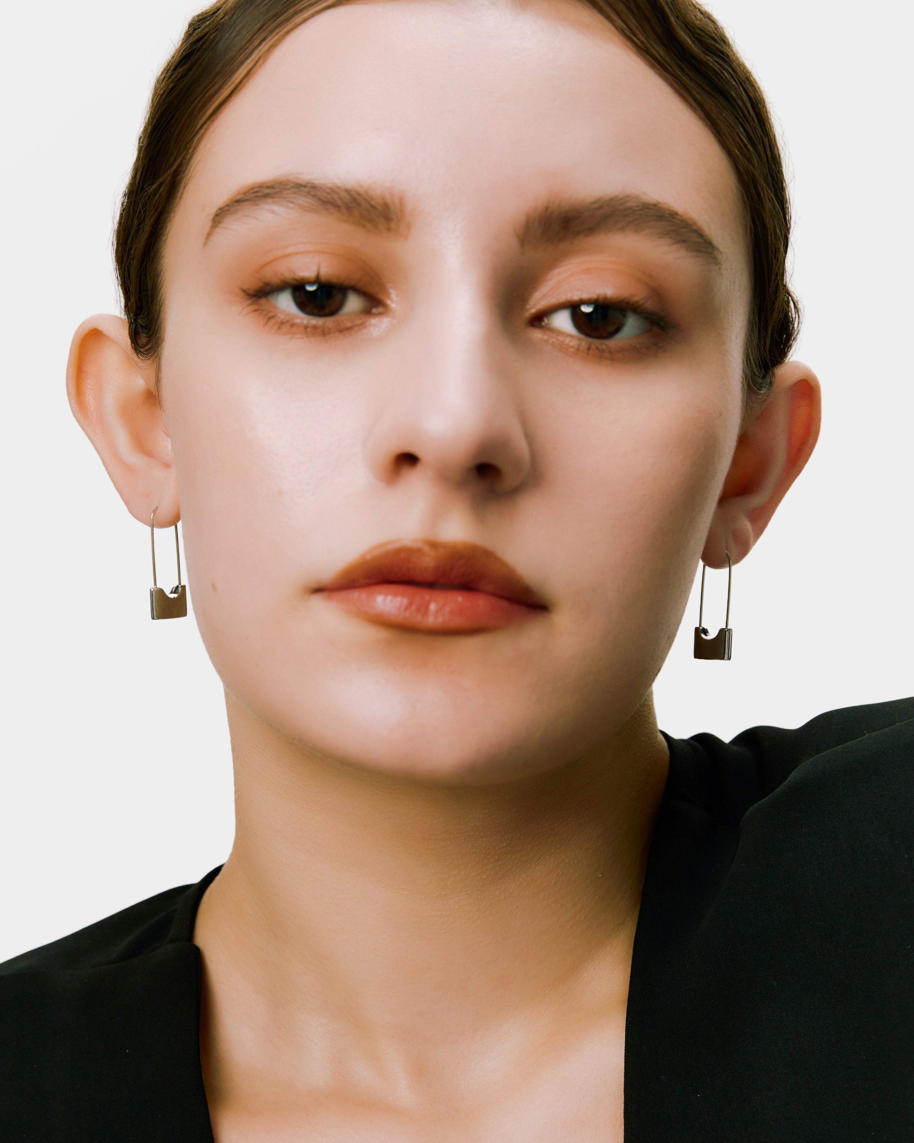 Lock pin earrings - Silver