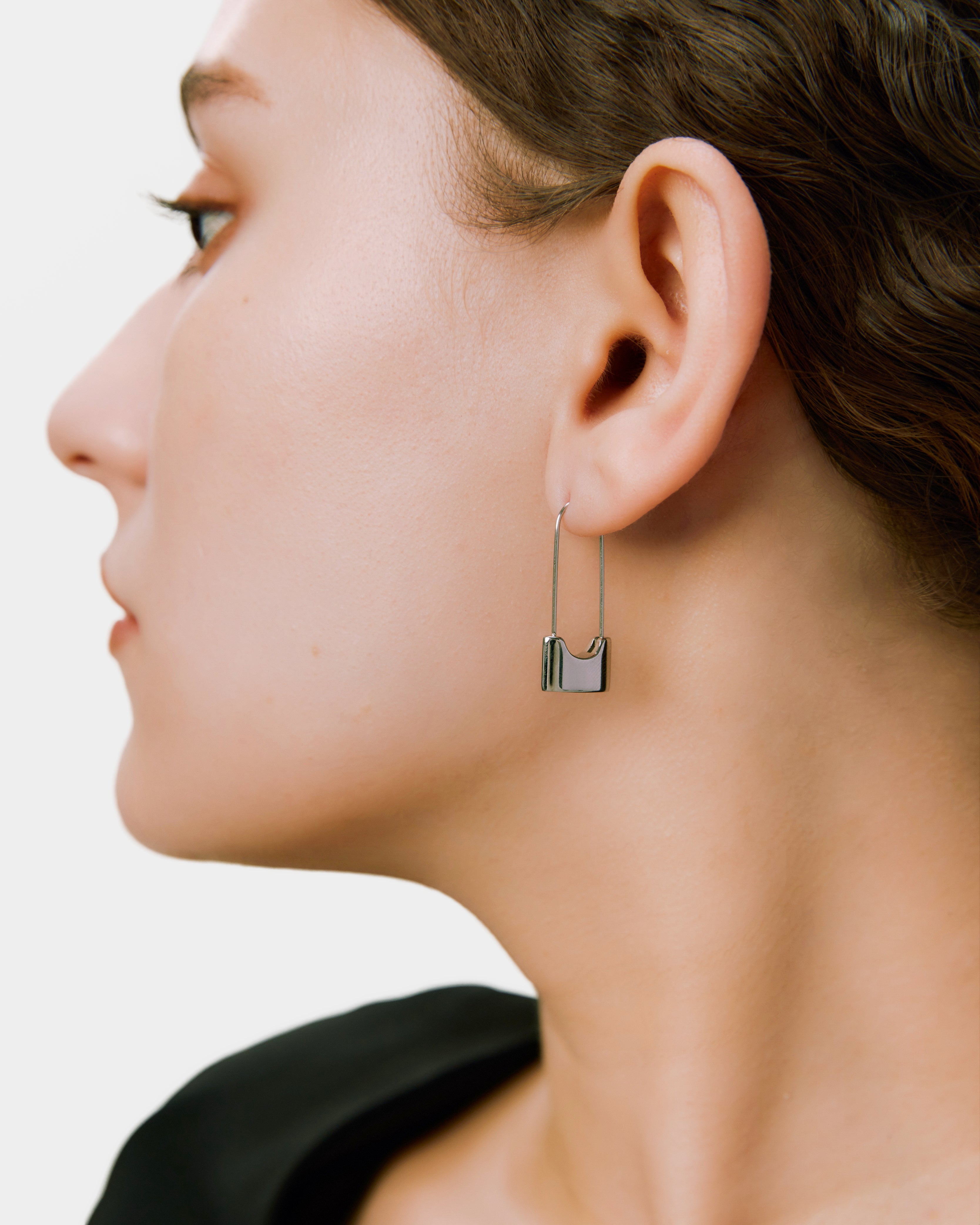 Lock pin earrings - Silver