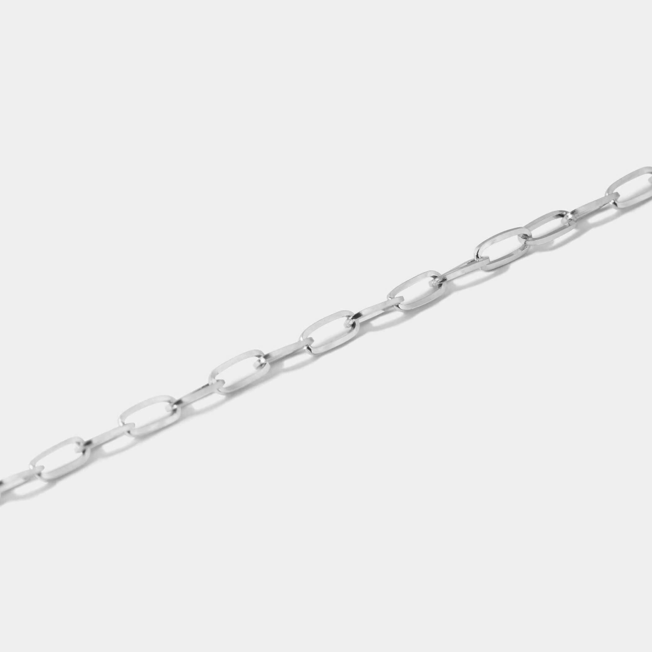 Narrow Box Chain Necklace - Silver