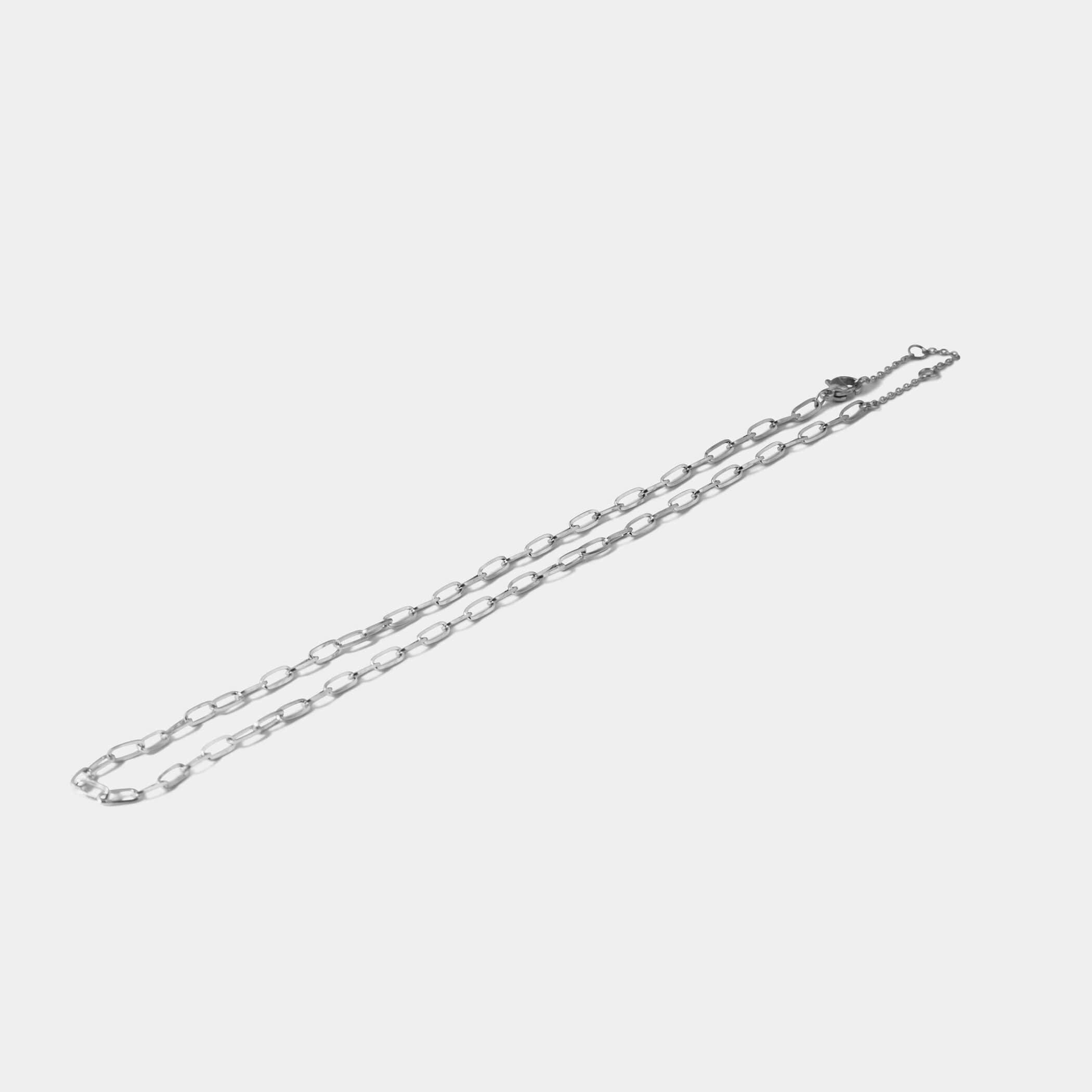 Narrow Box Chain Necklace - Silver