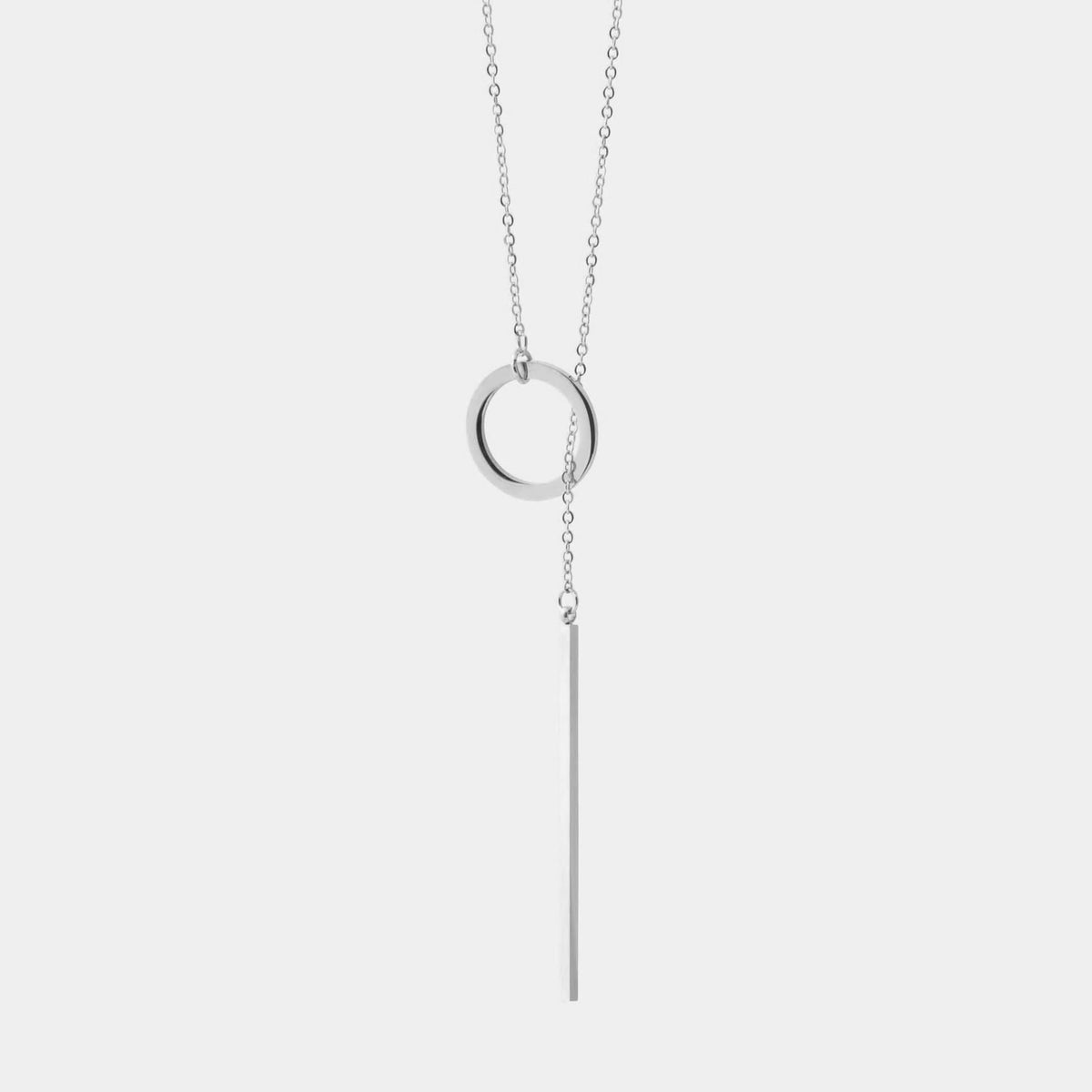 Rod Lariat Necklace - Silver