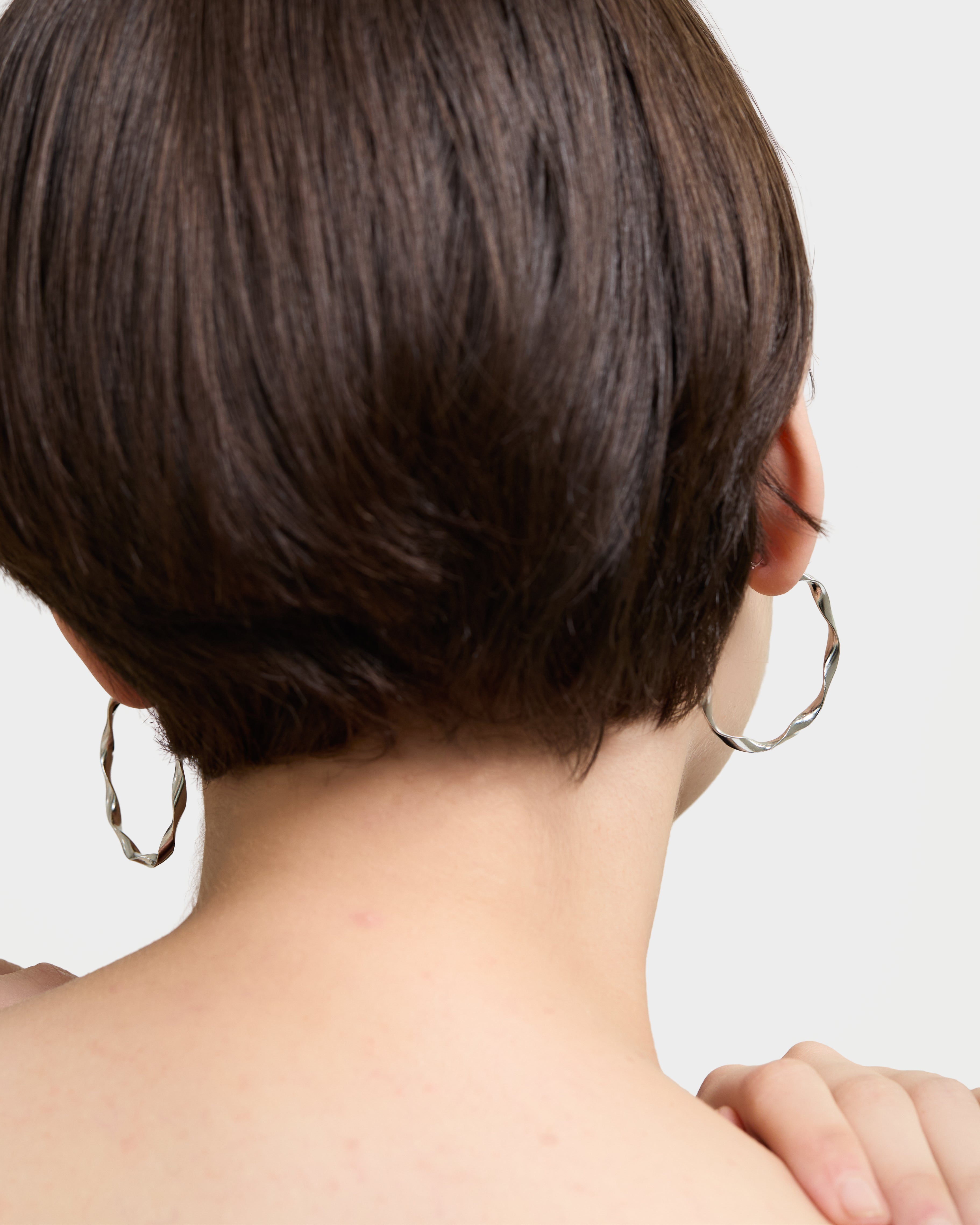 Spiral Flat Hoop Earrings - Silver