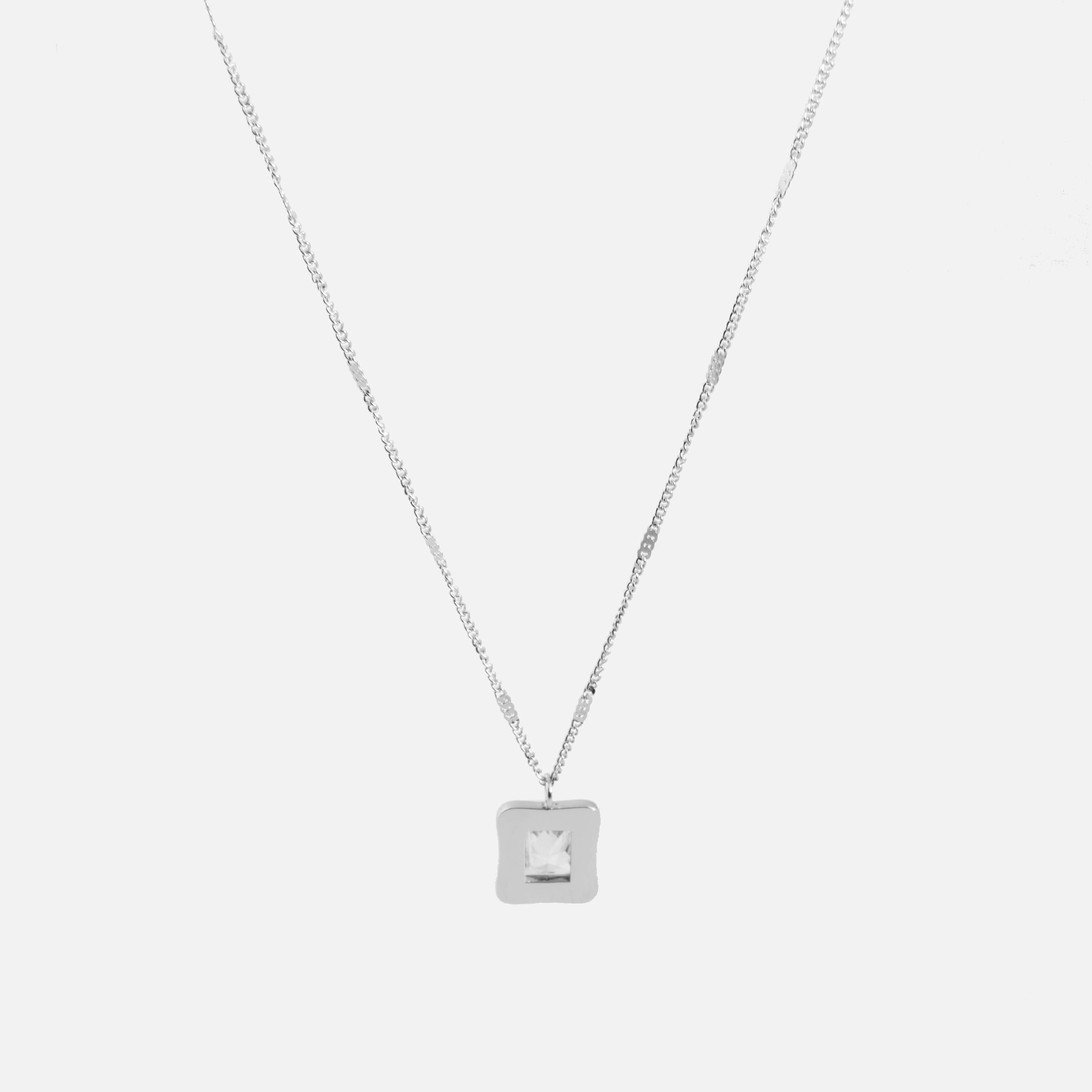 White Stone Necklace - Silver