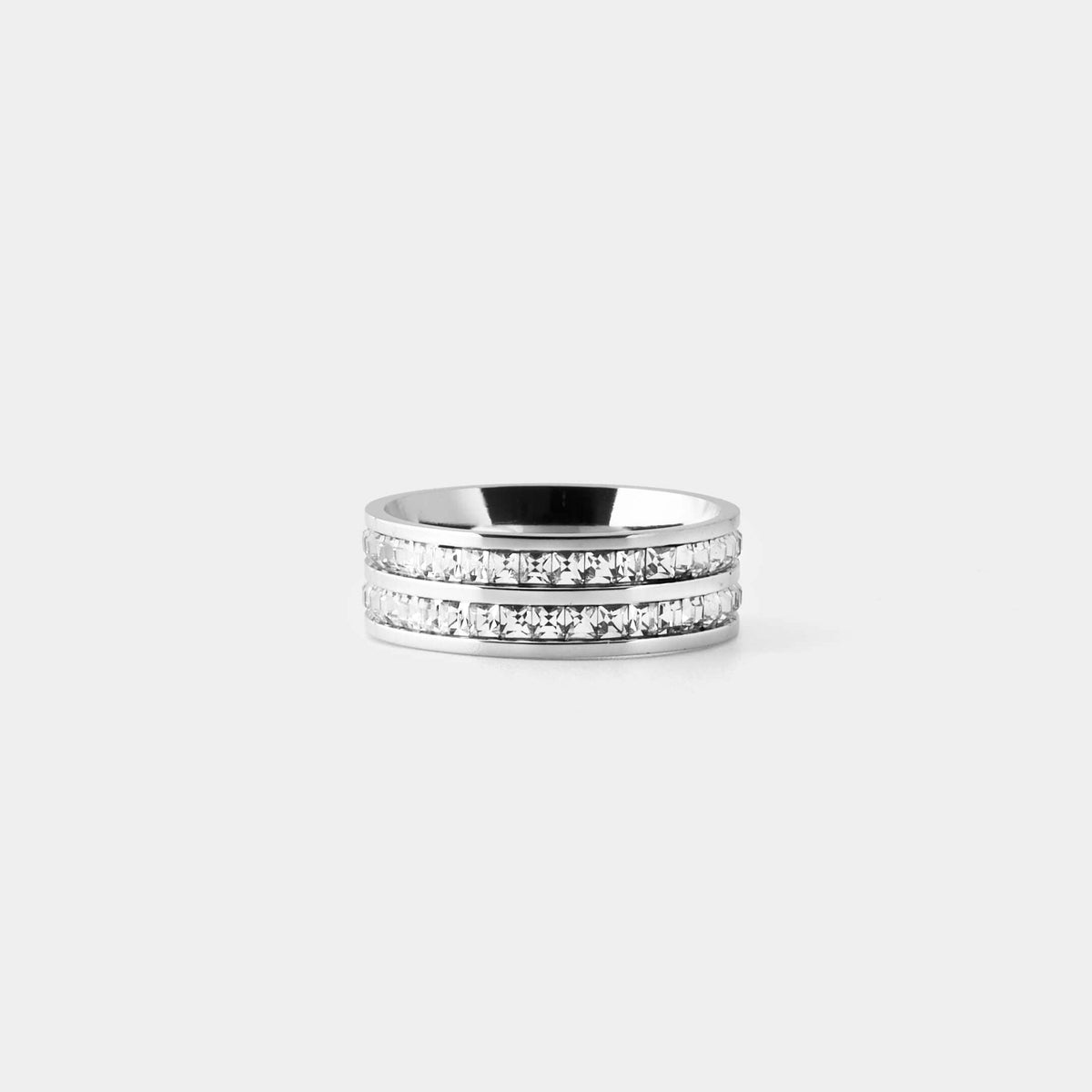 Zirconia Band Ring - Silver